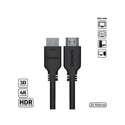 Cabo Hdmi 2.0 4k 30awg Puro Cobre 20 Metros - Phm20-20