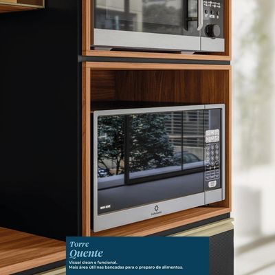 Cozinha Modulada Proença 4 Peças Com Aéreo 120cm Ripado Nogueira Touch-carbono Prime Tx - Demartêz