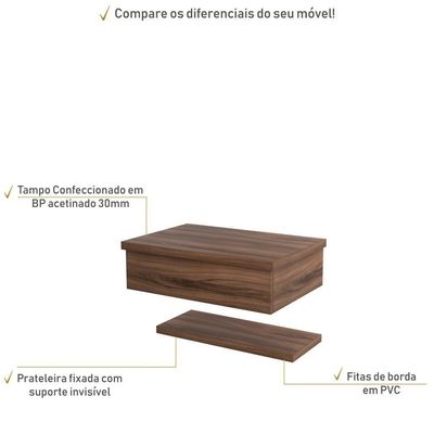 Bancada Metropole 605w 60cm Com Prateleira Nogal
