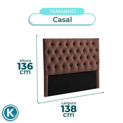 Cabeceira Estofada Casal Luna Nature Veludo Cafe 138x136