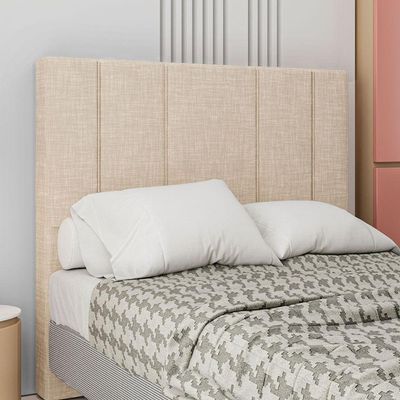Cabeceira Estofada Casal 140 Cm Rubi Linho Bege
