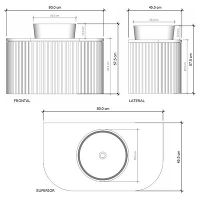 Gabinete Para Banheiro Suspenso Manchester 80cm Branco/santiago