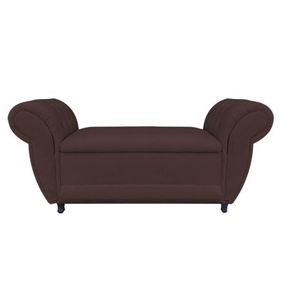 Recamier com Baú Grécia Suede Marrom Drossi