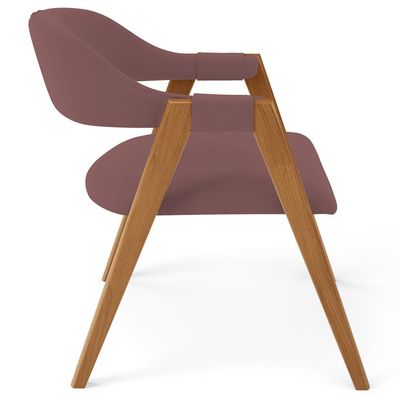 Cadeira de Jantar e Estar Living Estofada Nadja L02 Suede Rosê - Lyam Decor