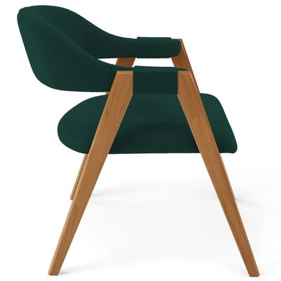 Cadeira de Jantar e Estar Living Estofada Nadja L02 Bouclê Verde - Lyam Decor