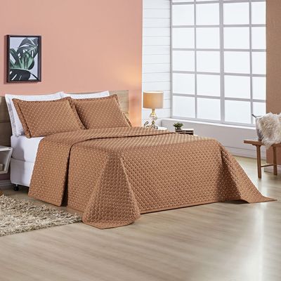 Cobre Leito Prático King Dupla Face 3 Peças - Terracota - 100% Poliéster