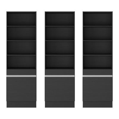 Armário/estante Escritório 3 Portas Multimóveis Mp7001 Preto/branco Preto/branco