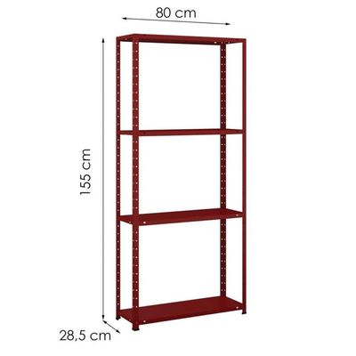 Estante Aço 4 Prateleiras Eaf006 Vermelha