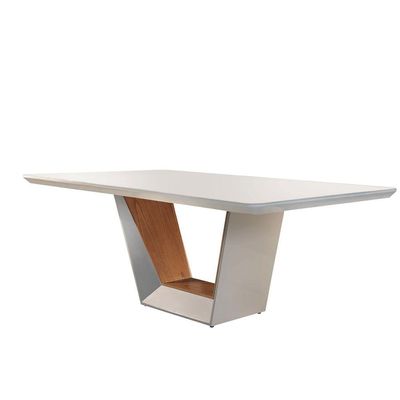 Mesa Rubi 180 Cm Madeira E Vidro Mobillare Off White