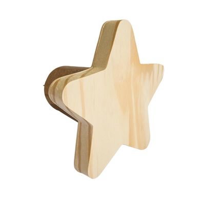 Kit 5 Ganchos Cabideiro de Madeira Pinus Pendurador Parede Formato Estrela Decorativo