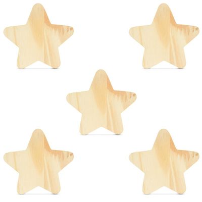 Kit 5 Ganchos Cabideiro de Madeira Pinus Pendurador Parede Formato Estrela Decorativo