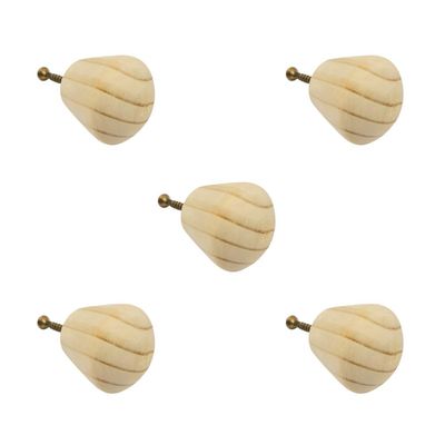 Kit 5 Puxadores de Madeira Redondos Para Móveis Gavetas Armários Modelo Luna