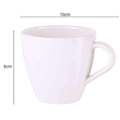 Jogo 6 Xícaras com Pires Porcelana Tramontina 200ml Café Chá Cappuccino Abstratta Azul Mesa Posta