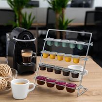 Suporte Porta Cápsulas de Café Cromado Organizador Universal Utimil Dolce Gusto 3 Corações Nespresso