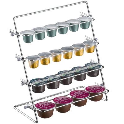 Suporte Porta Cápsulas de Café Cromado Organizador Universal Utimil Dolce Gusto 3 Corações Nespresso