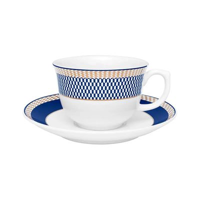 Jogo de Jantar Chá 30 Peças Porcelana Oxford Flamingo Op Art: Ouro