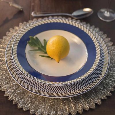 Jogo de Jantar Chá 30 Peças Porcelana Oxford Flamingo Op Art: Ouro