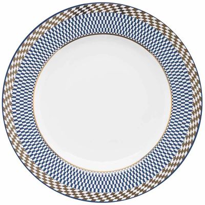 Jogo de Jantar Chá 30 Peças Porcelana Oxford Flamingo Op Art: Ouro