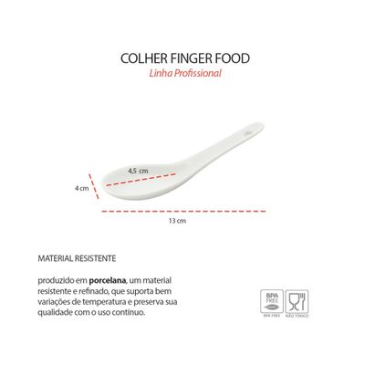 Colher Finger Food Porcelana Branca Buffet Lamen Bistro 6un