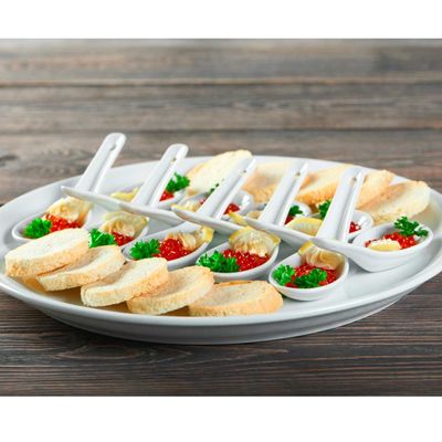 Colher Finger Food Porcelana Branca Buffet Lamen Bistro 6un