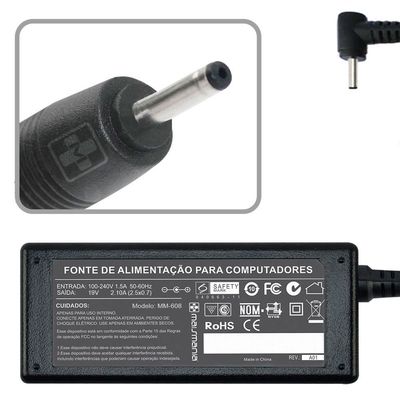 Fonte Carregador P/ Notebook Asus 19V 2.10A 40W MM608 Mais Mania