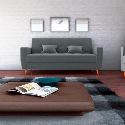 Sofá Cama Casal Premium 3 Lugares Com Baú 2,08 Larg Pamela Matrix Veludo Cinza