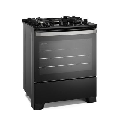 Fogão 5 bocas Electrolux Preto Efficient Mesa de Vidro, PerfectCook e Grades de Ferro (FE5GB) Bivolt