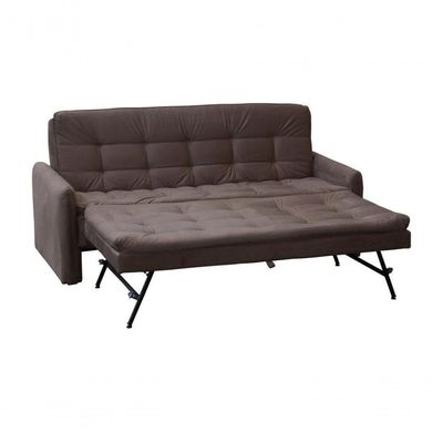 Sofá Cama Reclinável 3 Lugares Casal Com Bicama Auxiliar Madalena Matrix Suede Capuccino