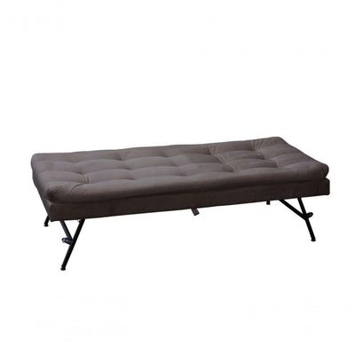 Sofá Cama Reclinável 3 Lugares Casal Com Bicama Auxiliar Madalena Matrix Suede Capuccino