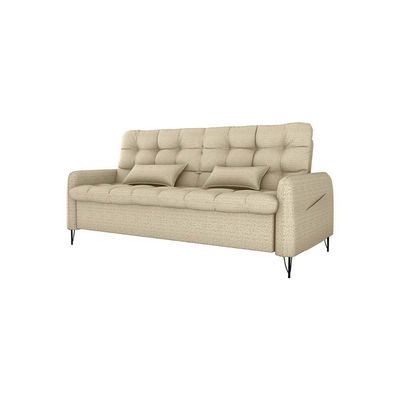 Sofá Cama Luxo 3 Lugares Casal Confortável Com Almofadas 2,00 Larg Pillar Matrix Linho Bege
