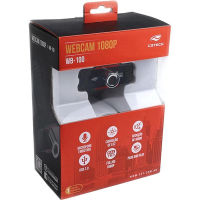 Webcam C3tech Full Hd 1080p Wb-100 - 407040250100 Preto Bivolt