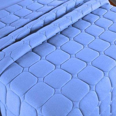 Kit Cobre Leito Colcha Minimal King 3 Peças Malha 100% Algodão - Azul Claro