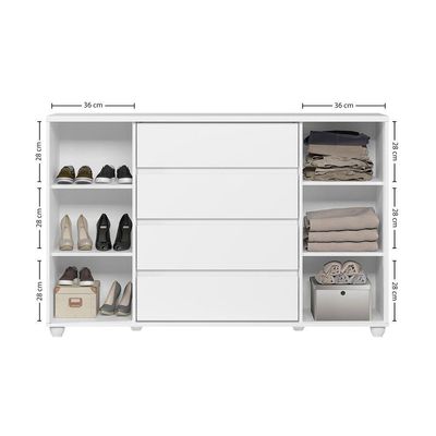 Cômoda Gaveteiro Organizador 4 Gavetas Vivace Branca
