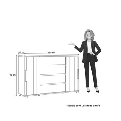 Cômoda Gaveteiro Organizador 4 Gavetas Vivace Branca