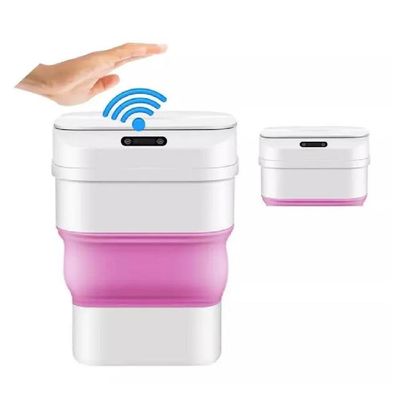 Lixeira Automatica Sensor Smart Inteligente Cesto Retratil Prova D Agua Viagem Camping Rosa