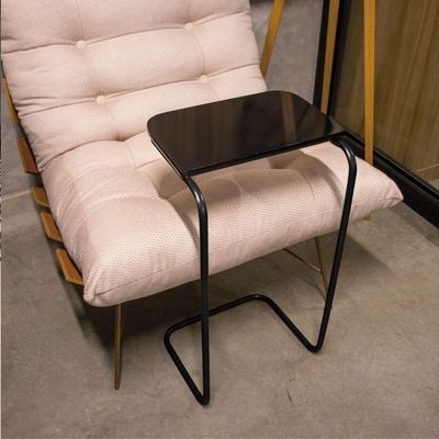 Mesa Lateral Tampo Multiuso P/ Sofá Base Preto Preto