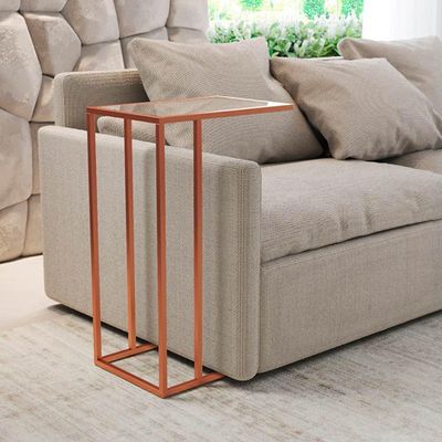 Mesa De Apoio Industrial Elena Industrial Cobre Com Tampo De Vidro