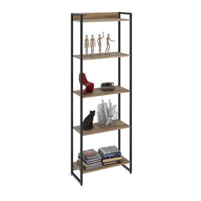 Estante Multiuso Para Escritório Industrial 05 Prateleiras Areta 186x60cm C01 Carvalho - Lyam Decor
