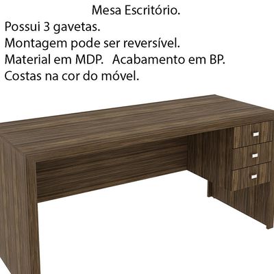 Mesa para Escritório Home Office ME4113 MDP Nogal - Gran Belo