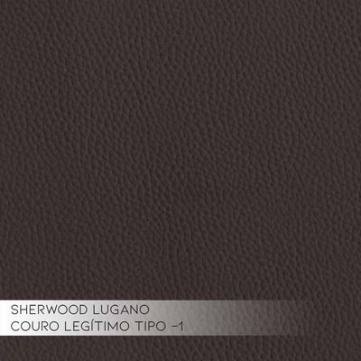 Sofá 3 Lugares Sala de Estar Pés Madeira Laus 242 cm Couro Tabaco - Gran Belo
