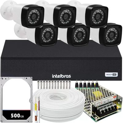Kit 6 Câmeras de Segurança hd Dvr intelbras full hd 8ch mhdx c/hd