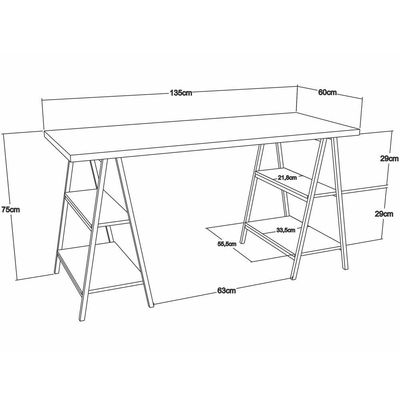 Mesa Para Escritório Estilo Industrial Cavalete Form C01 135cm Preto Onix - Lyam Decor