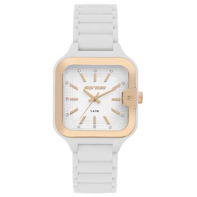Relógio Mormaii Feminino Ref: Mo2036js/8b Esportivo Retangular Branco
