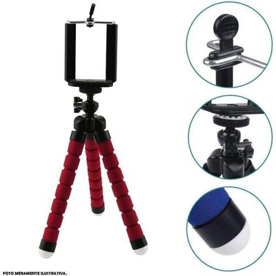 Mini Tripé Flexivel Para Celular 16cm - Tripe Vermelho P