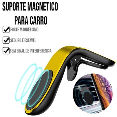 Suporte Adaptador Magnético Veicular Tipo L Dourado