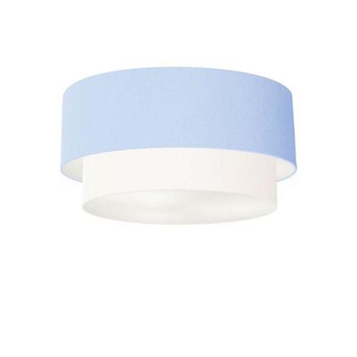 Plafon Duplo Cilíndrico Vivare Md-3062 Cúpula Tecido 45x40cm - Bivolt Azul-bebê-branco 127/220v