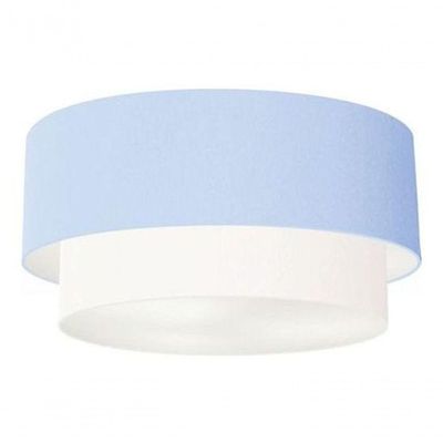 Plafon Duplo Cilíndrico Vivare Md-3062 Cúpula Tecido 45x40cm - Bivolt Azul-bebê-branco 127/220v