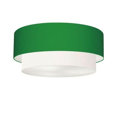 Plafon Duplo Cilíndrico Vivare Md-3021 Cúpula Tecido 80x60cm - Bivolt Verde-folha-branco 127/220v