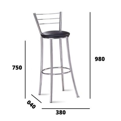 Kit 4 Banquetas Para Bancada Cromada Grazi Preto