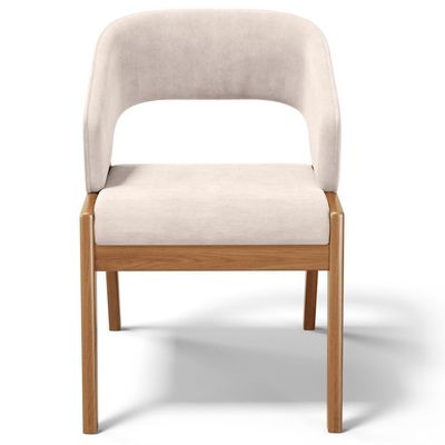 Kit 06 Cadeiras De Jantar E Estar Living Estofada Lince L02 Suede Bege - Lyam Decor